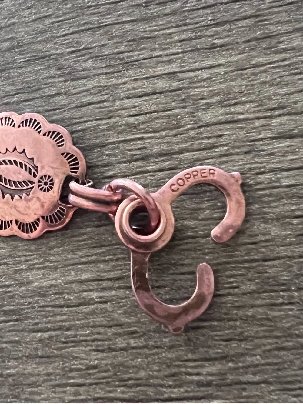 Vintage Fred Harvey Era Pure Copper Stamped Concho Style Bracelet